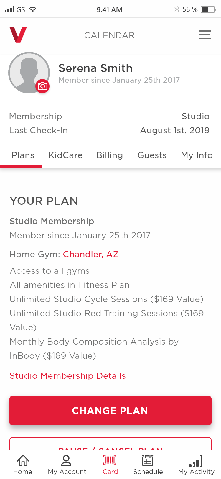 My account — membership plan